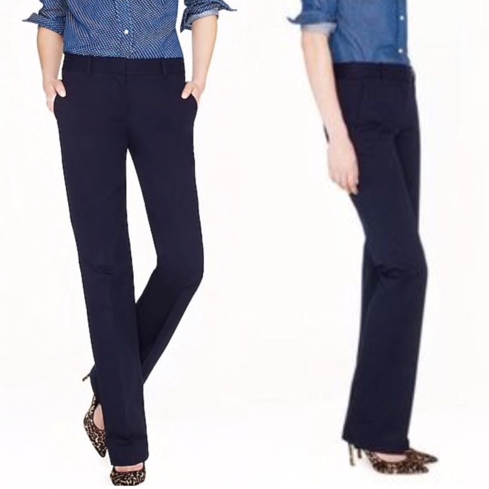 J Crew Women’s Cafe Cotton Trouser in Navy Blue - Size 6